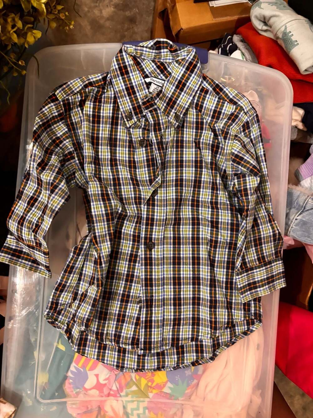 Hartstrings Toddler Boy Plaid Button Down Long Sleeve Shirt Size 2T